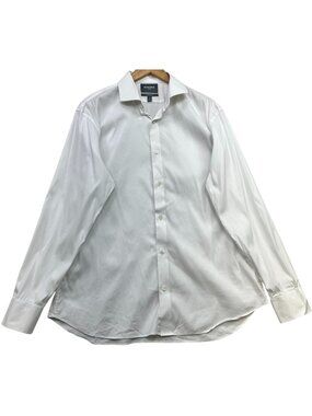 Bonobos Men's Tailored Slim Fit Dress Shirt Long Sleeve Stretch Size 17/36 White